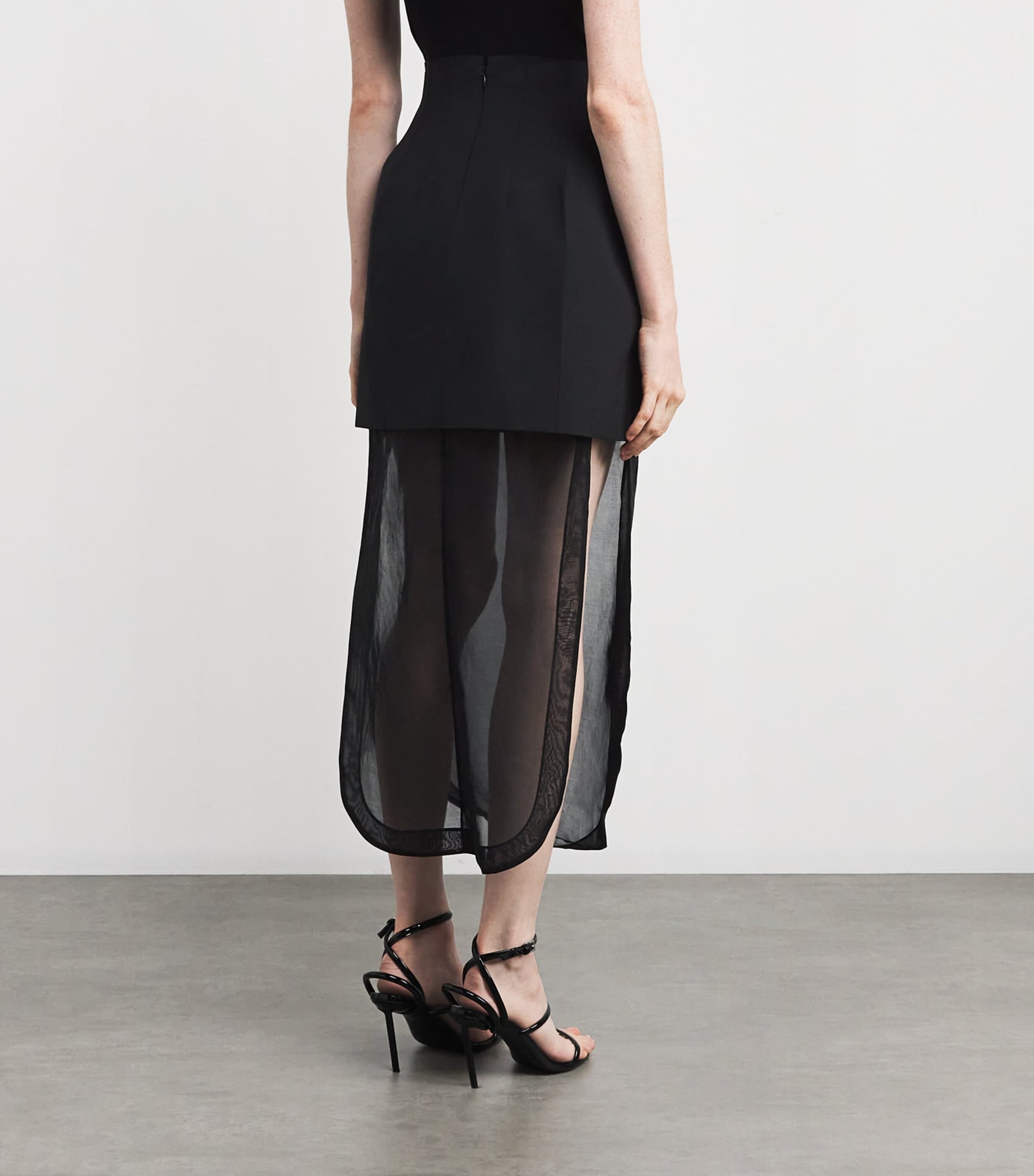 A.W.A.K.E. Mode Black Virgin Wool Basque Maxi Skirt