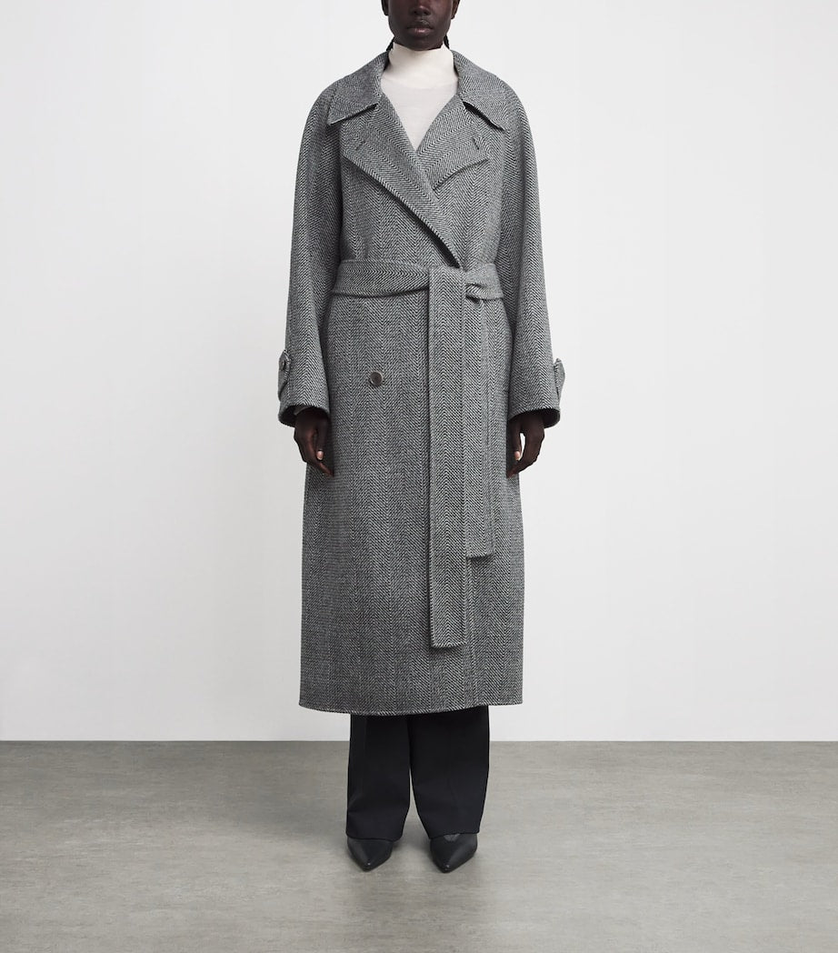 Joseph Multi Virgin Wool Herringbone Navarre Linear Coat