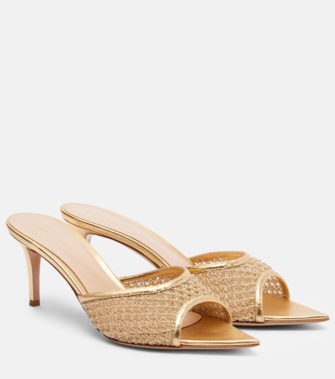 Gianvito Rossi - Dorotea metallic leather-trimmed mules