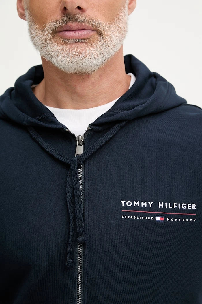 Tommy Hilfiger Erkek Pamuklu Fermuarlı Kapüşonlu Sweatshirt