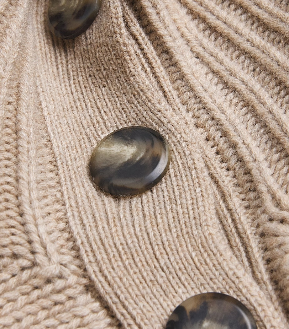 Beige Wool-Cashmere Buttoned Sweater