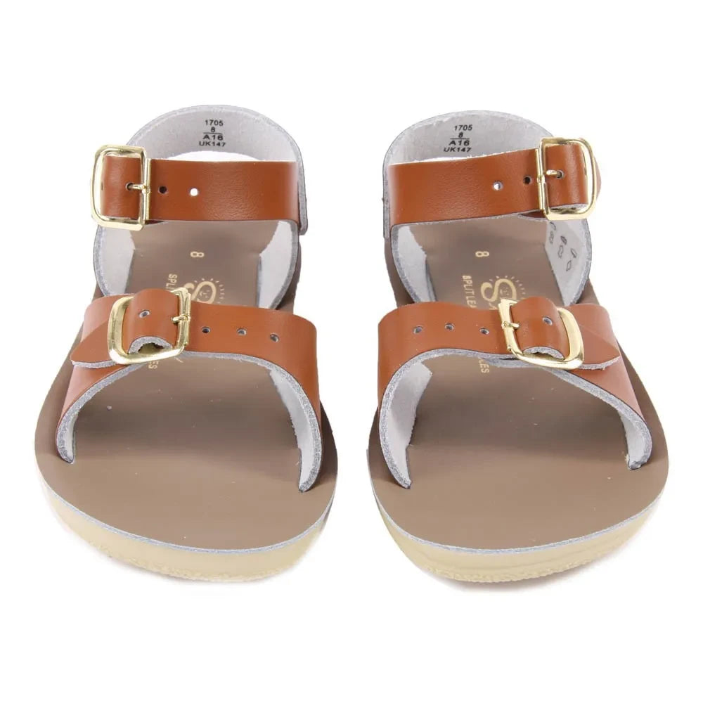 Salt-Water - Surfer Double Buckled Leather Waterproof Sandals | Camel