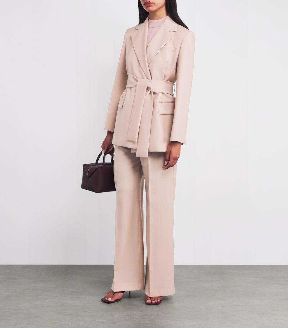 Pink Virgin Wool Tailored Trousers