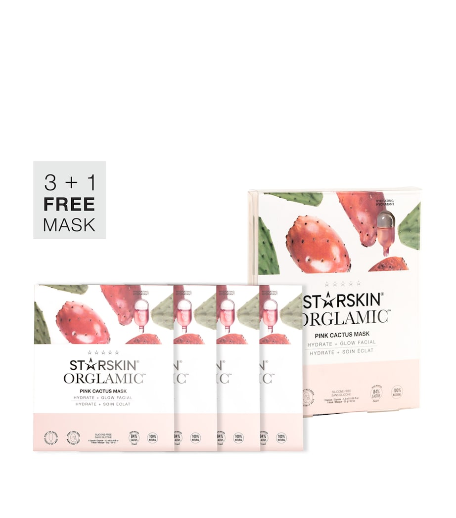 STARSKIN Orglamic Pink Cactus Face Mask (Pack of 4)
