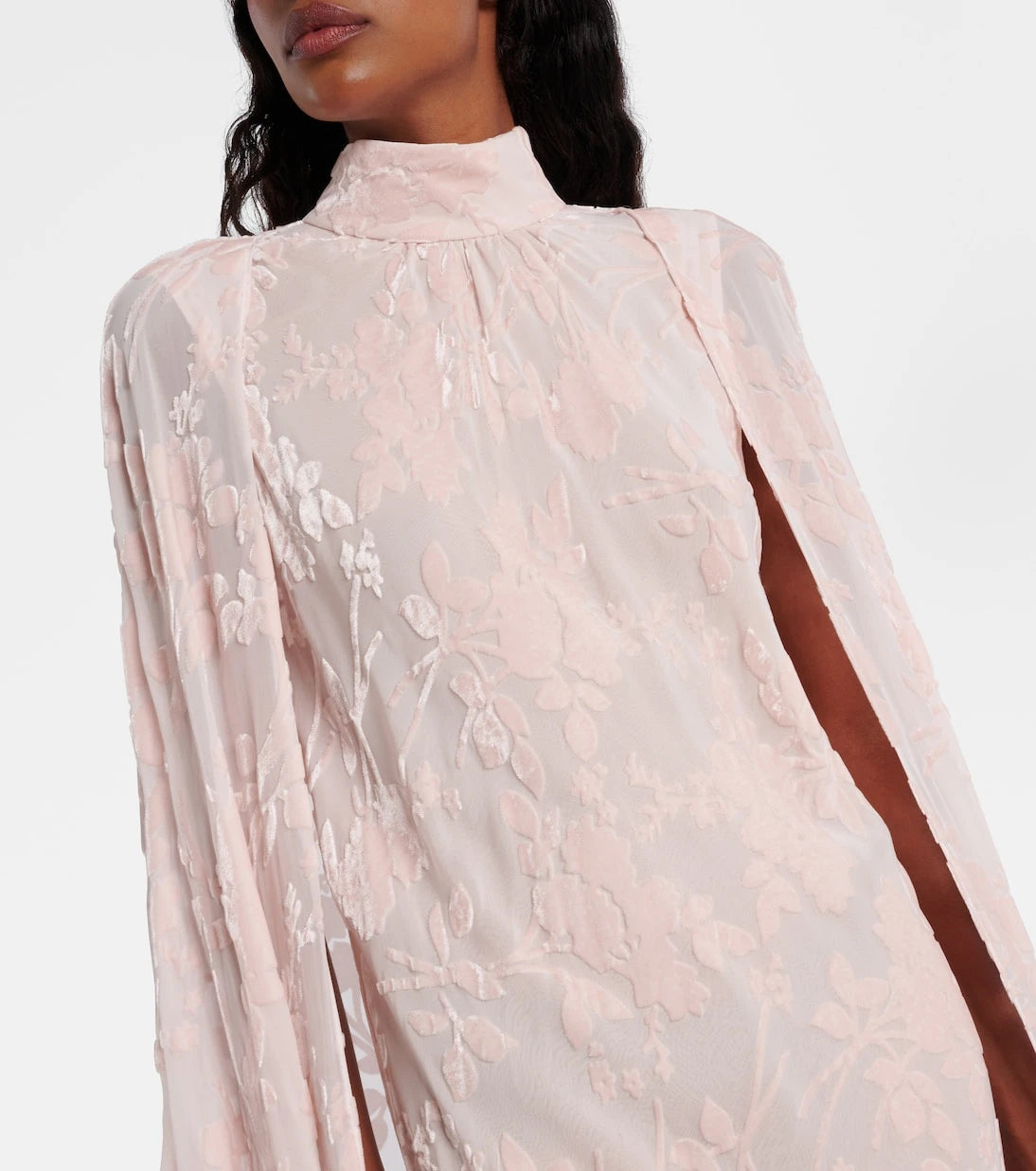 Rodarte - فستان مخملي مقلّم بقصّة الكاب