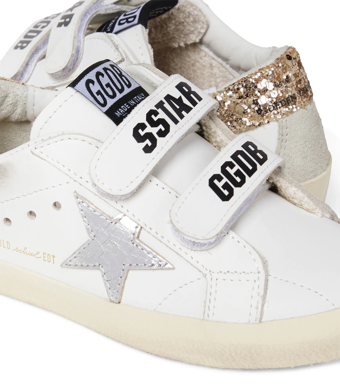 Golden Goose Kids - حذاء رياضي جلدي مزين بالترتر بتصميم Old School
