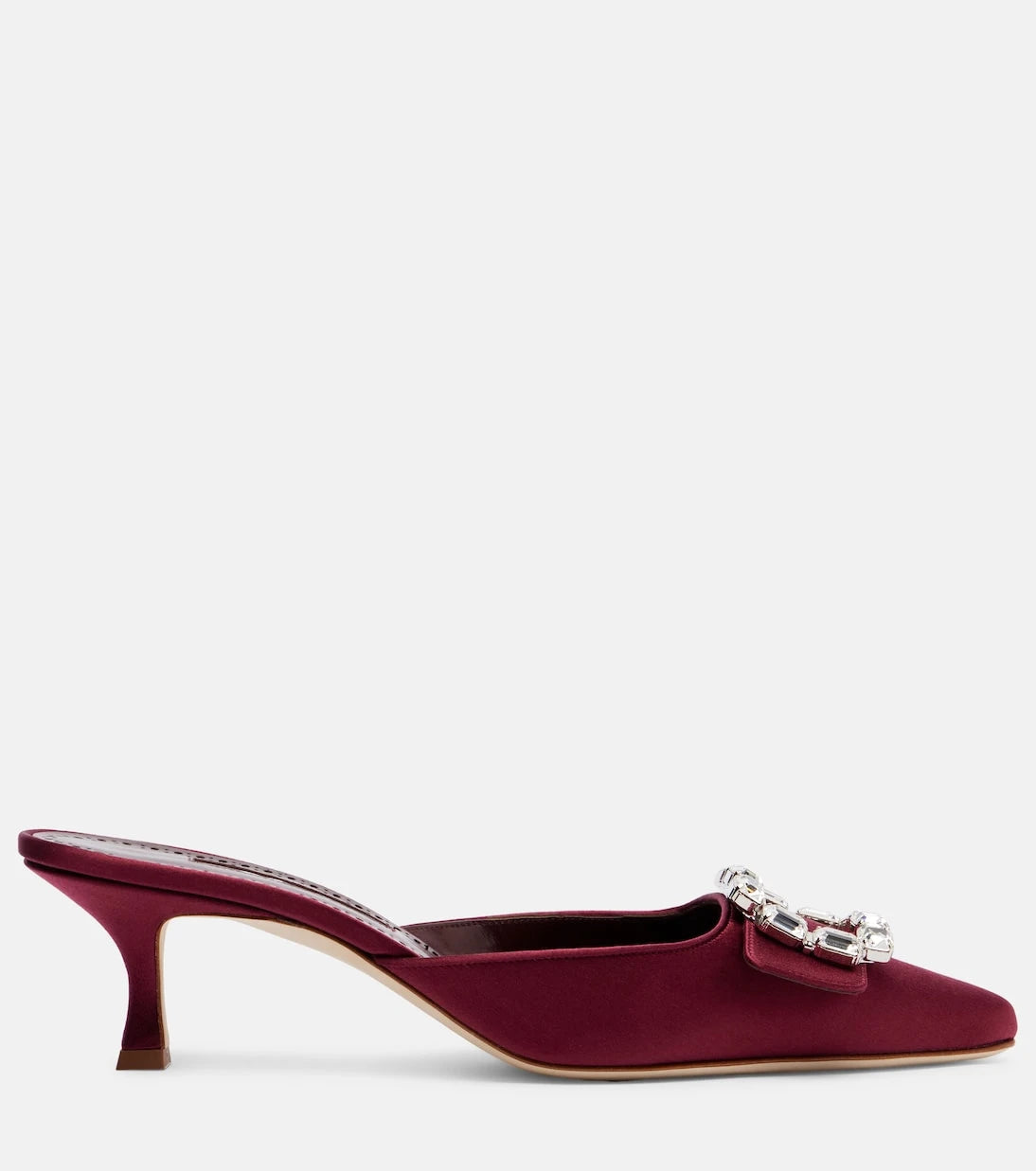Manolo Blahnik - Mayjou 50 crystal-embellished satin mules
