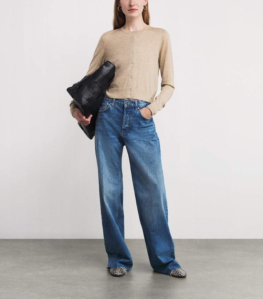 Beige Wool-Cashmere Moni Cropped Cardigan