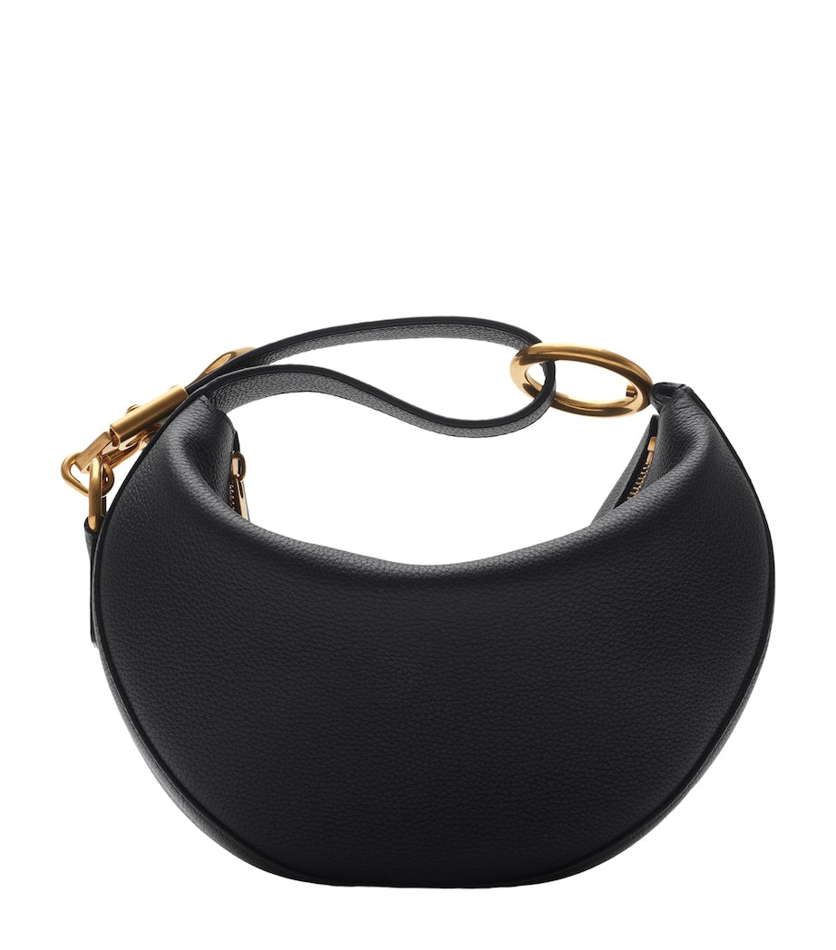 Black Leather Knight Arc Shoulder Bag