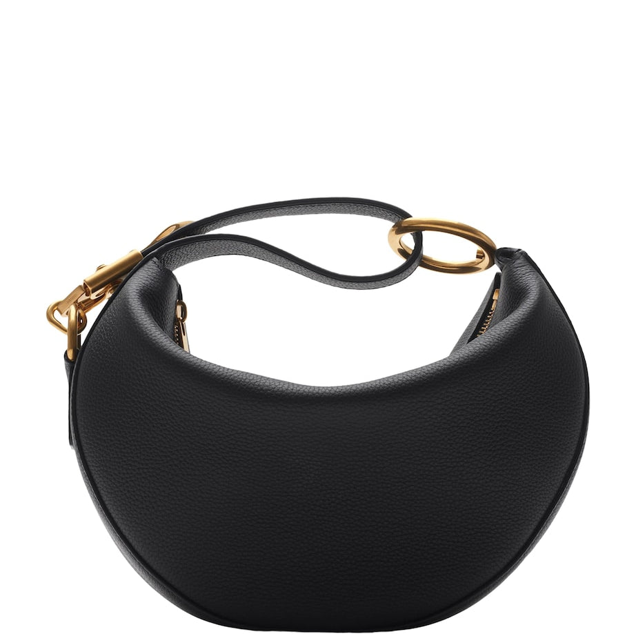 Black Leather Knight Arc Shoulder Bag