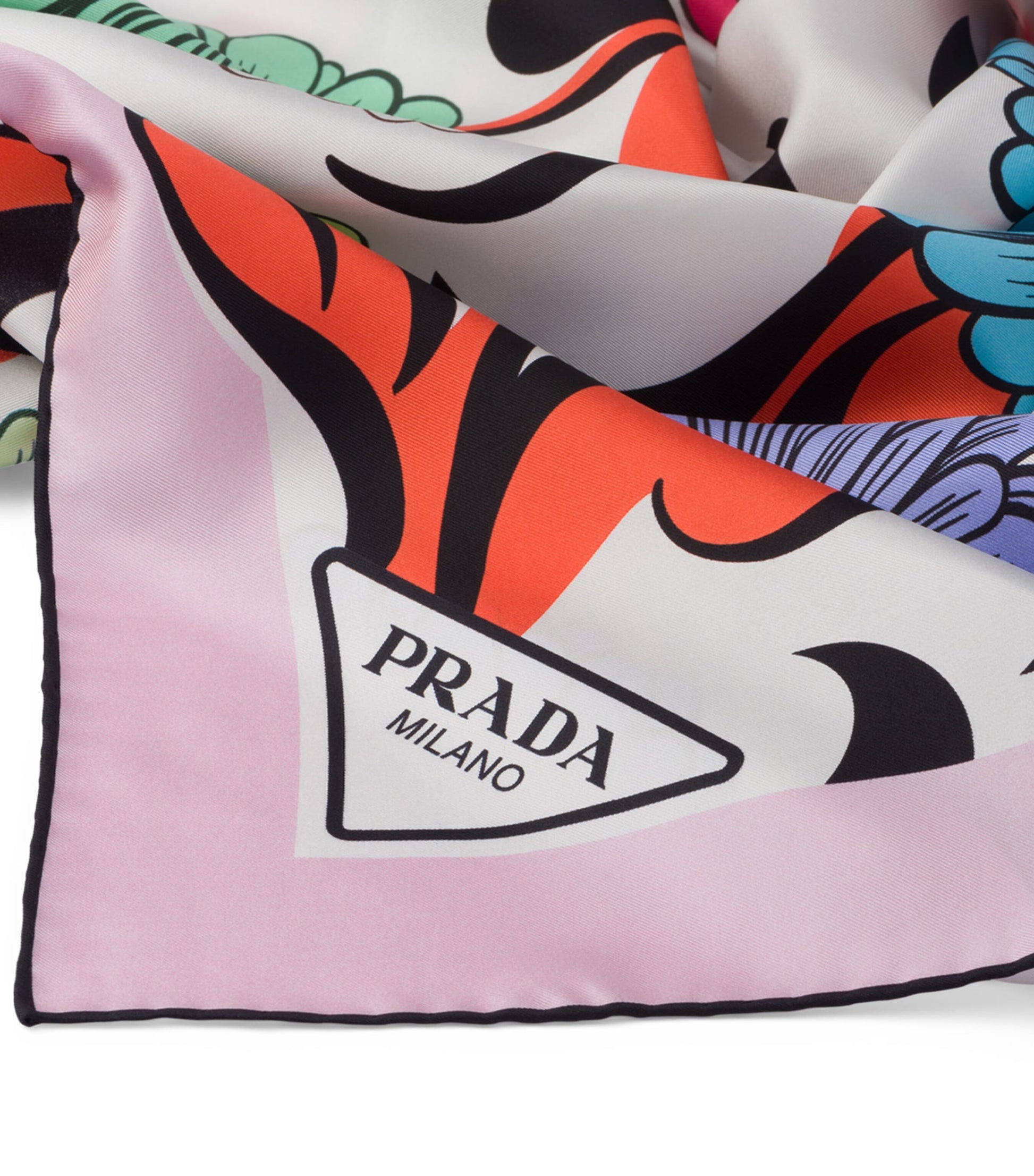 Prada White Silk Daisies Scarf