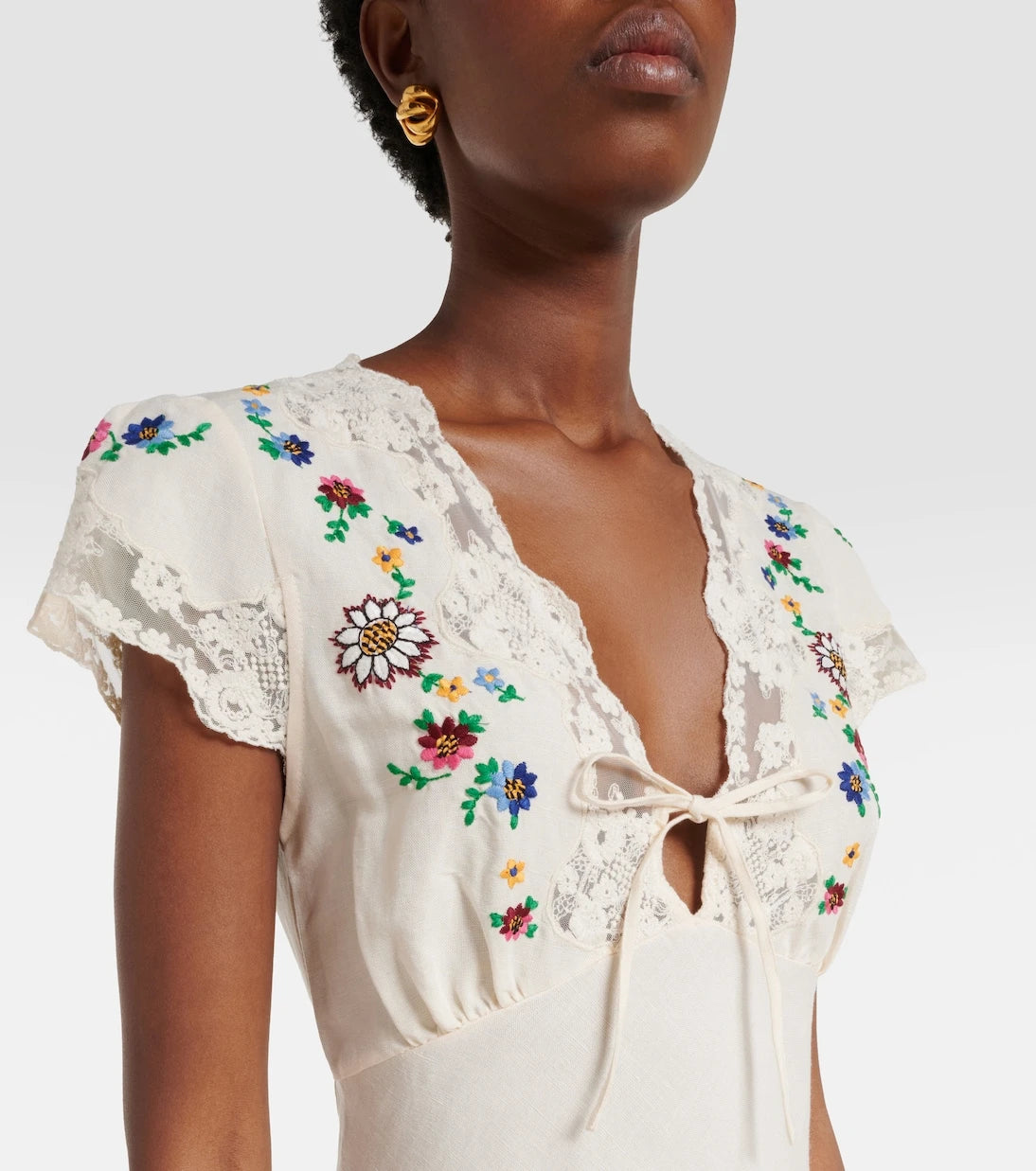 Rixo - Amari embroidered linen-blend midi dress