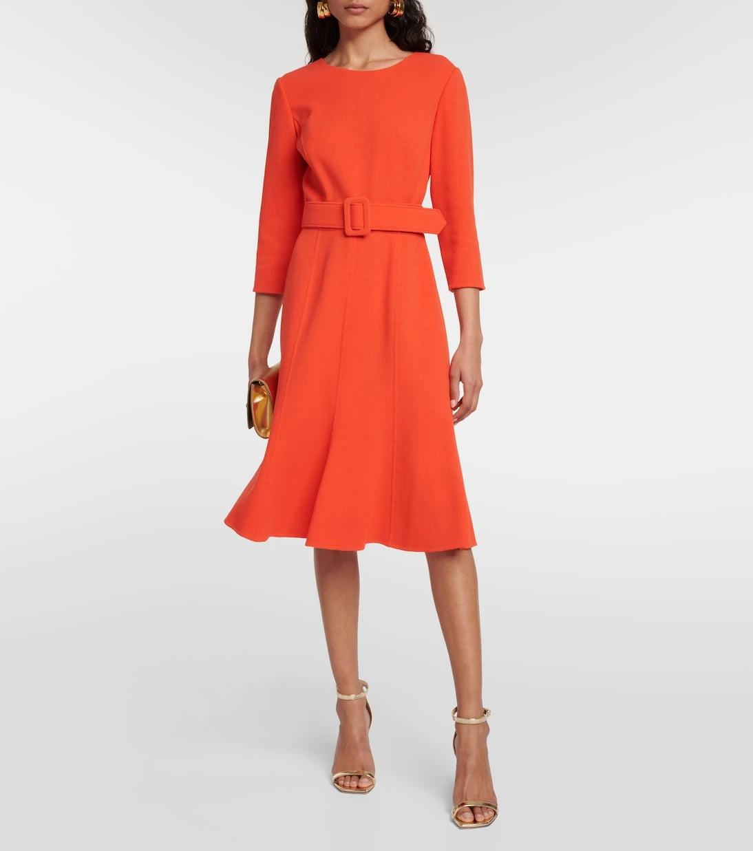 Oscar de la Renta - Embellished wool-blend midi dress