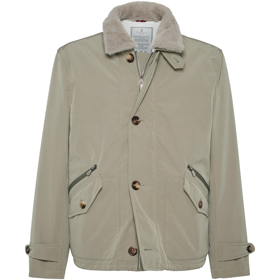 Brunello Cucinelli Brown Water-Resistant Detachable Collar Jacket