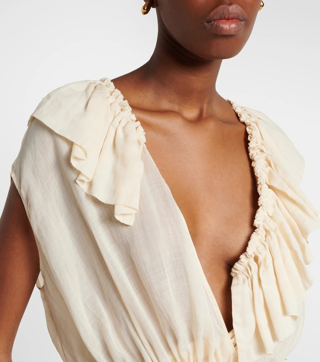 Dries Van Noten - Ruffled peplum ramie top