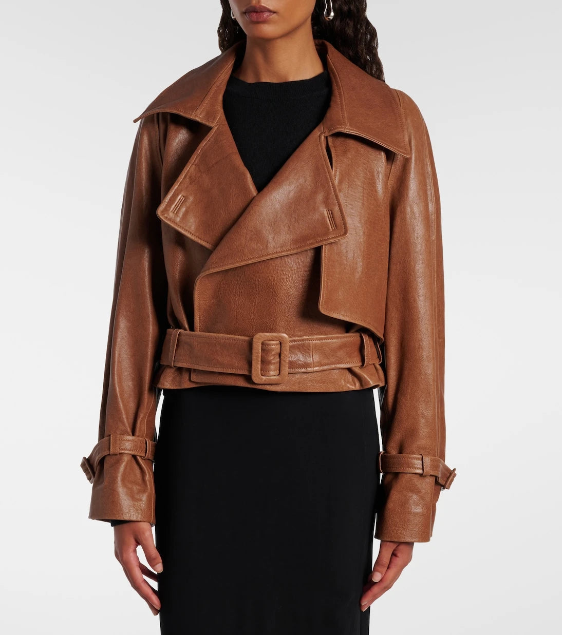 Nour Hammour - Hatti cropped leather biker jacket