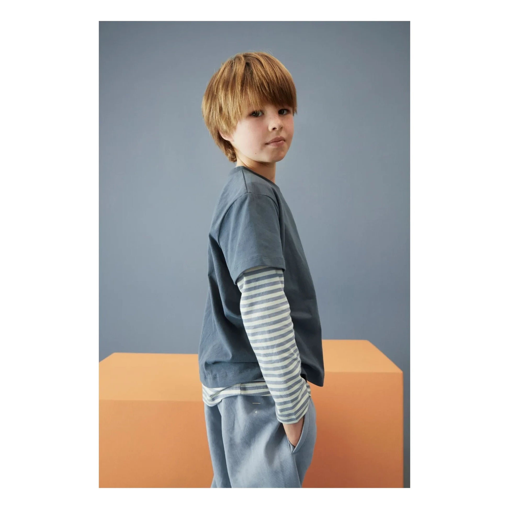 Gray Label - Stripes Organic Cotton T-shirt | Ice Blue