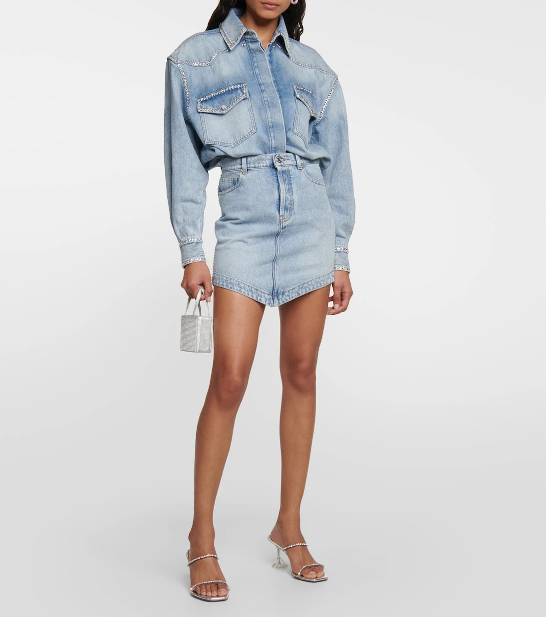 Alexandre Vauthier - İşlemeli denim mini etek