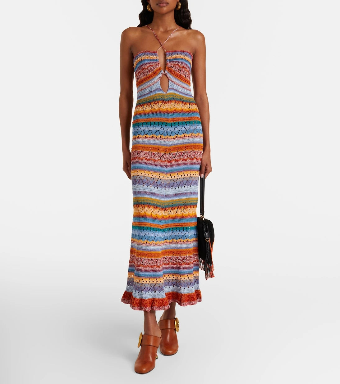Etro - Striped crochet cotton maxi dress