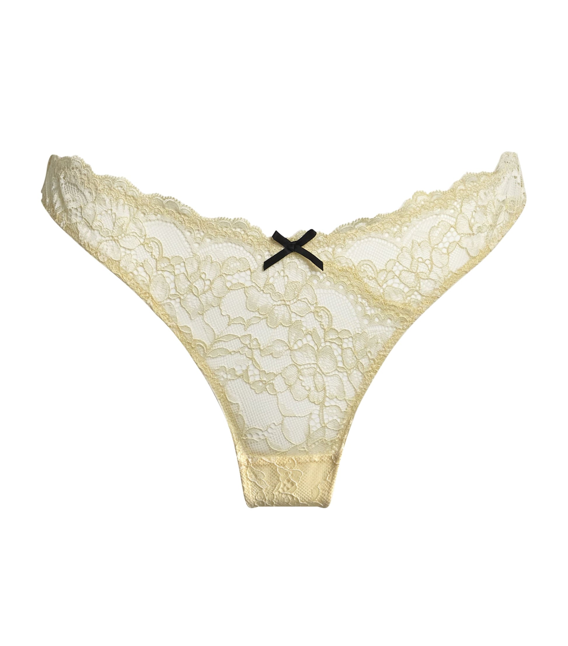 Fleur Du Mal Yellow Lace Bianca Thong