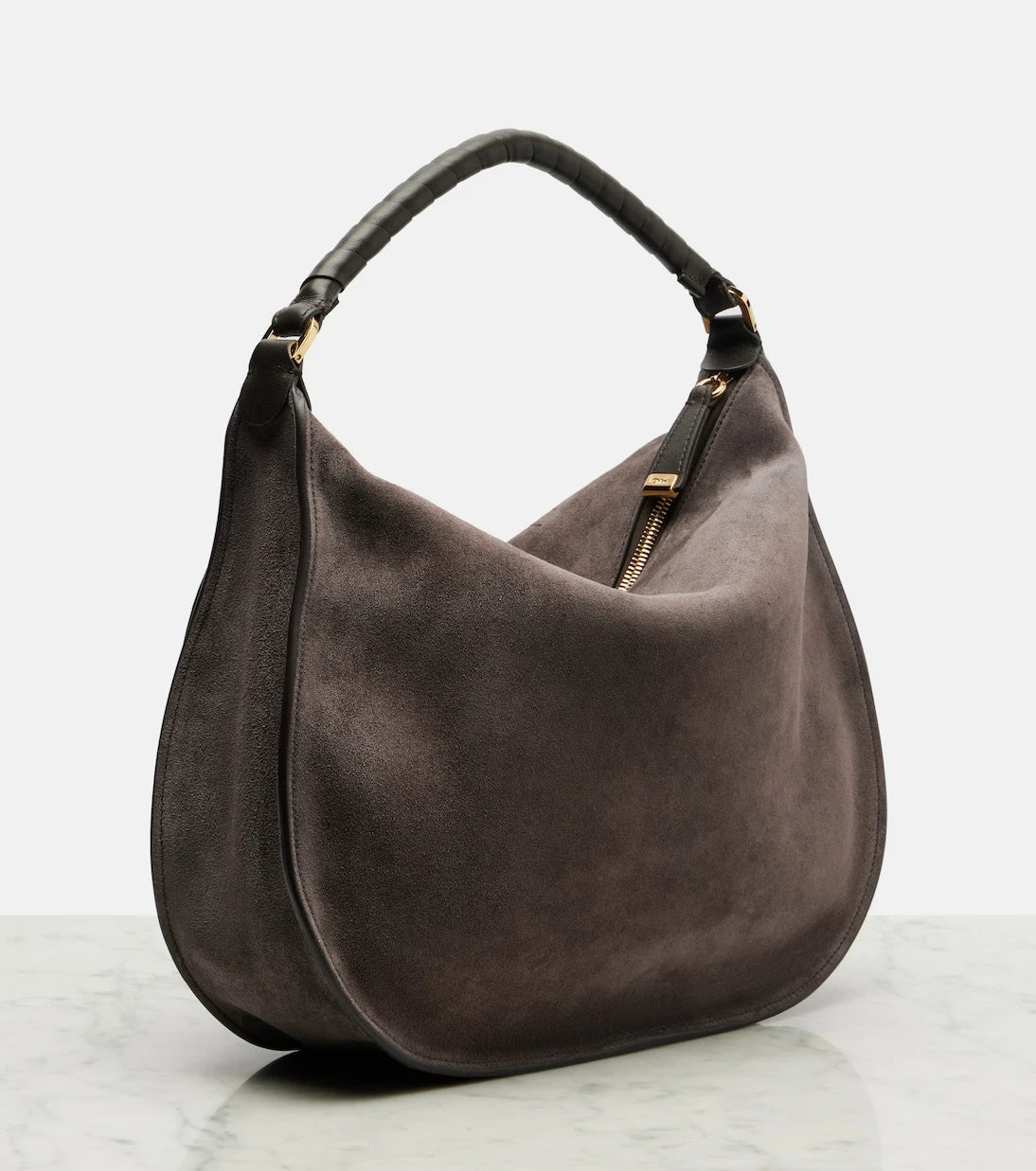 Chloé - Marcie leather-trimmed suede shoulder bag