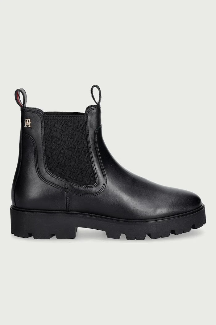 Kadın deri Chelsea bot TH MONOGRAM LEATHER CHELSEA BOOT