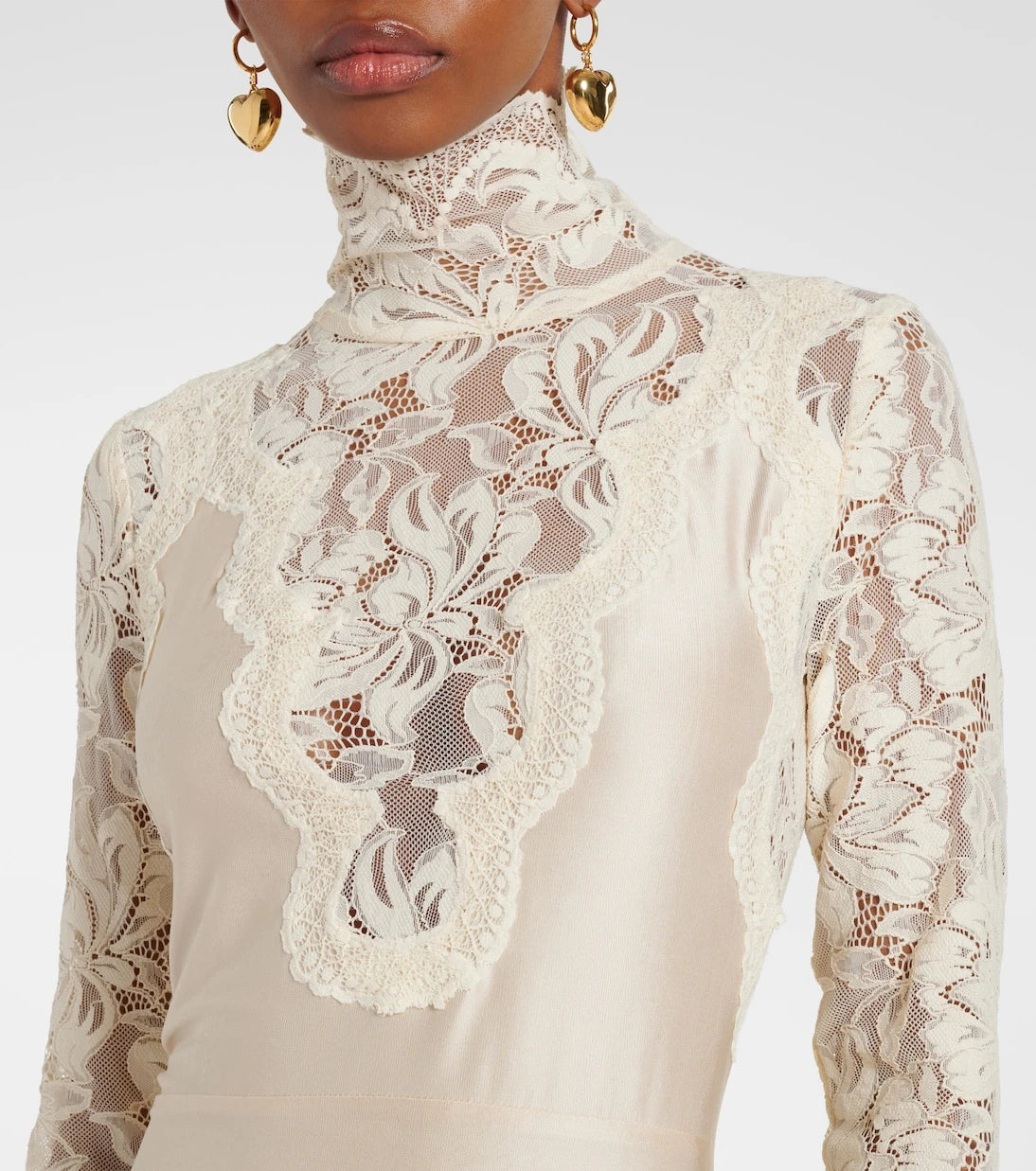 Rabanne - Lace-trimmed maxi dress