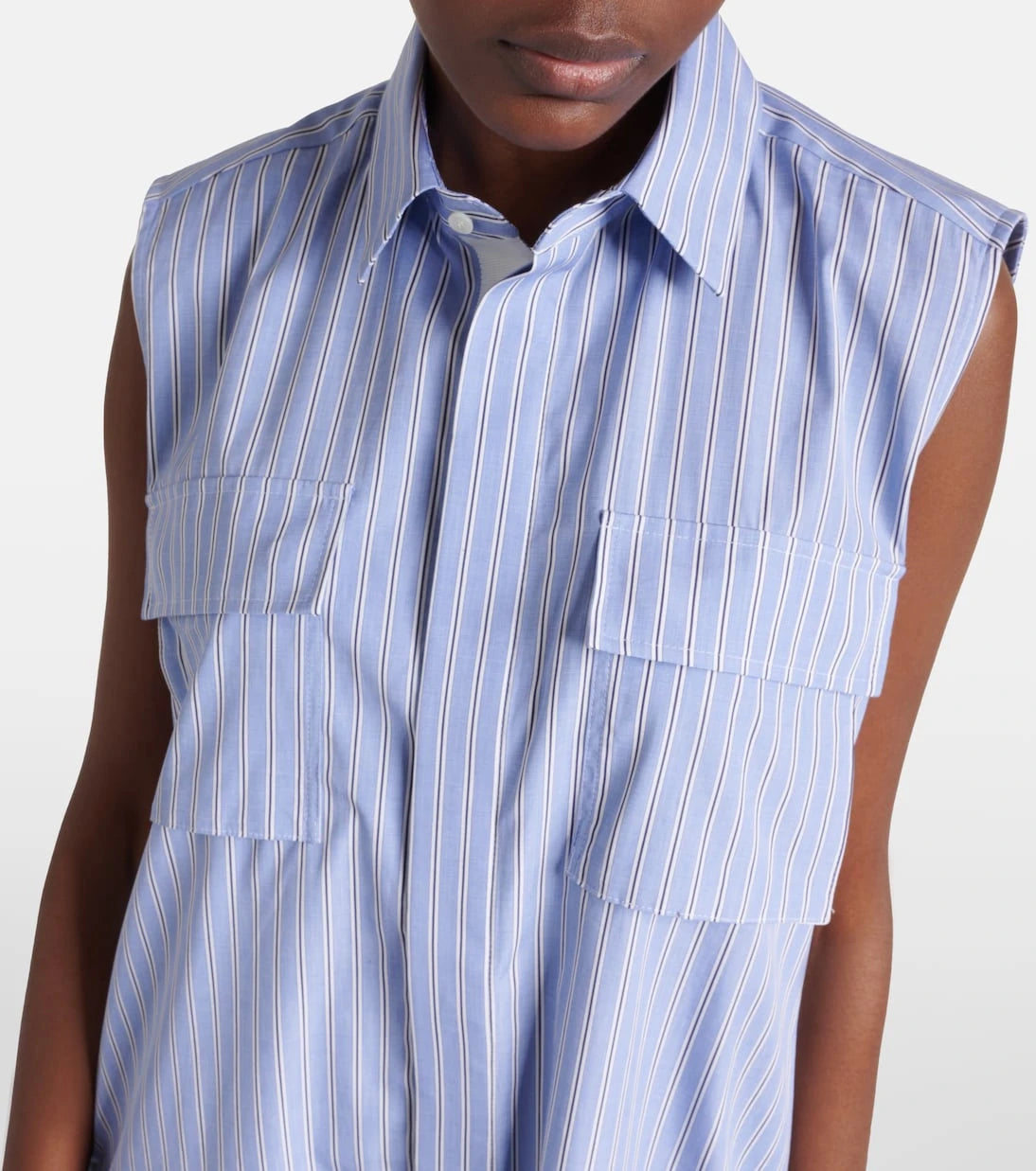 Sacai - Striped cotton poplin shirt dress