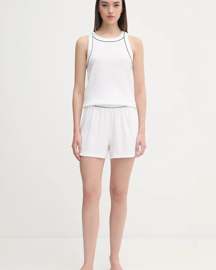 Lacoste kadın pamuklu elastanlı iki parçalı pijama
