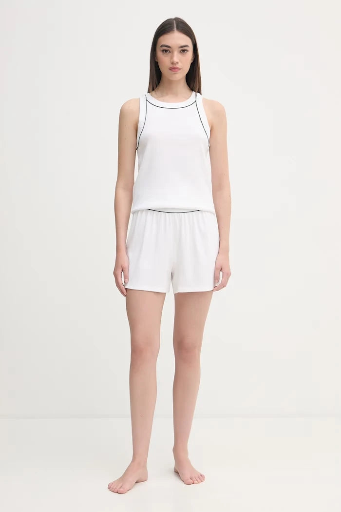 Lacoste kadın pamuklu elastanlı iki parçalı pijama