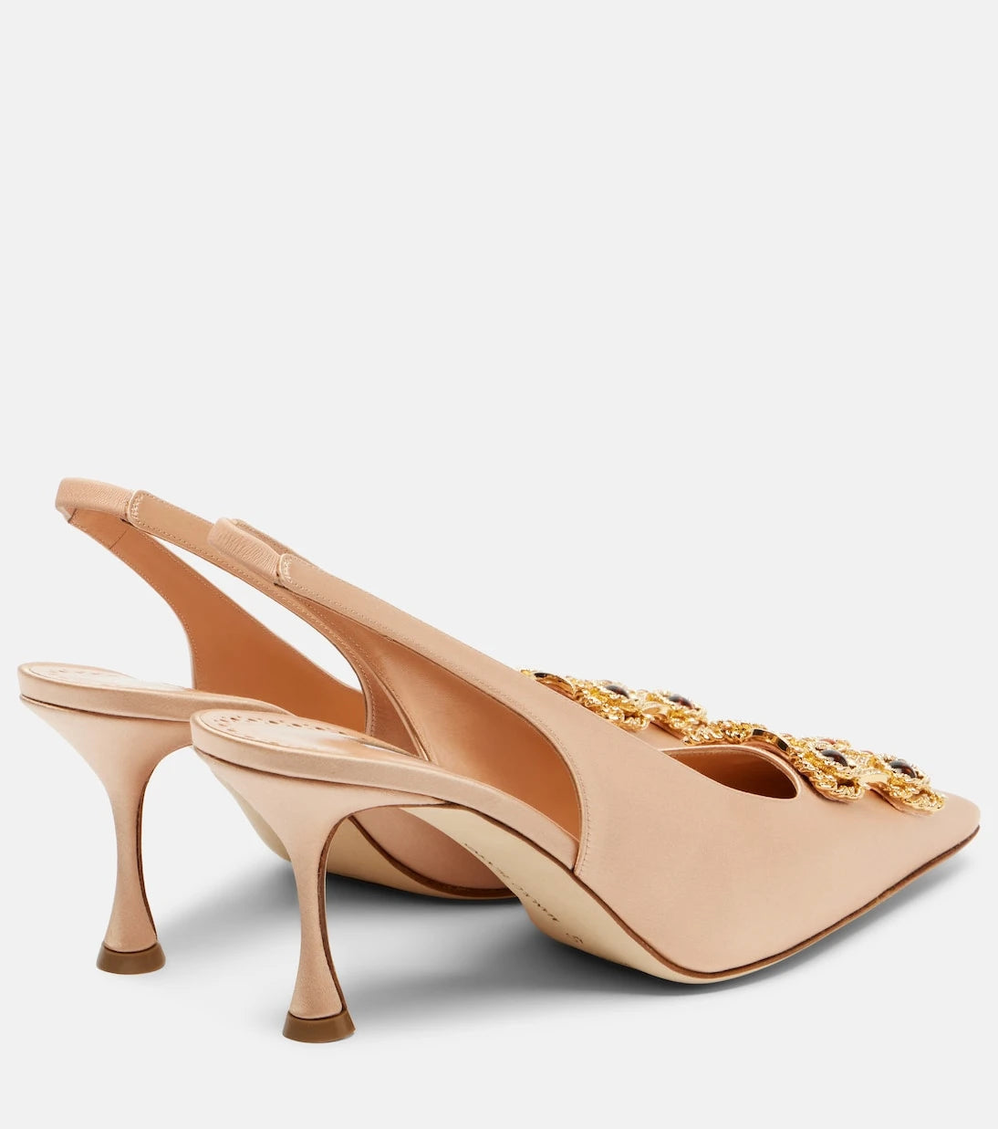 Manolo Blahnik - Cupida 70 embellished satin slingback pumps