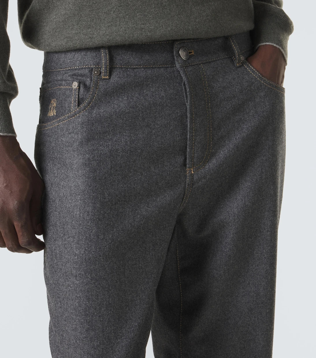 Brunello Cucinelli - Virgin wool flannel straight pants