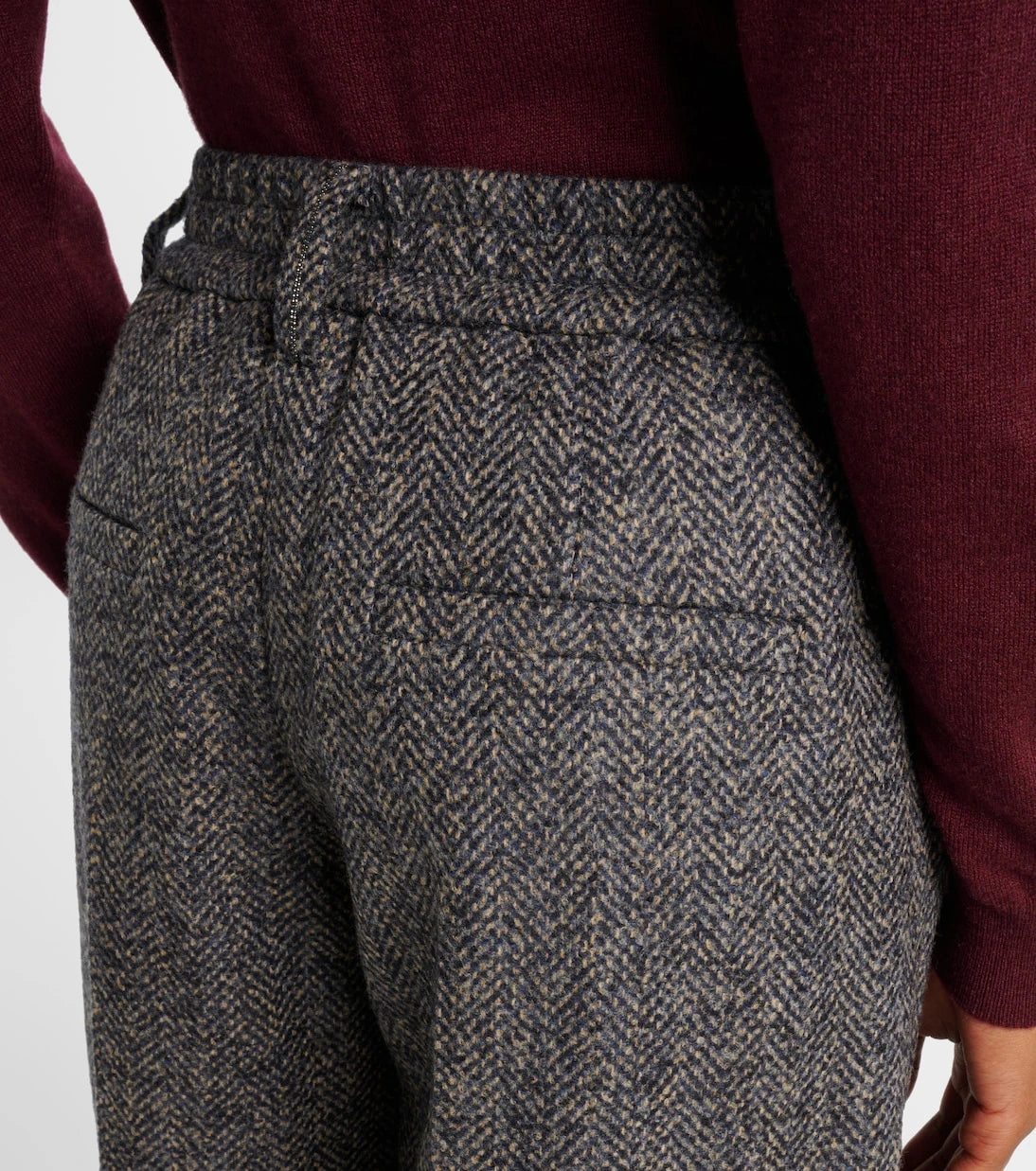 Brunello Cucinelli - Herringbone wool-blend shorts
