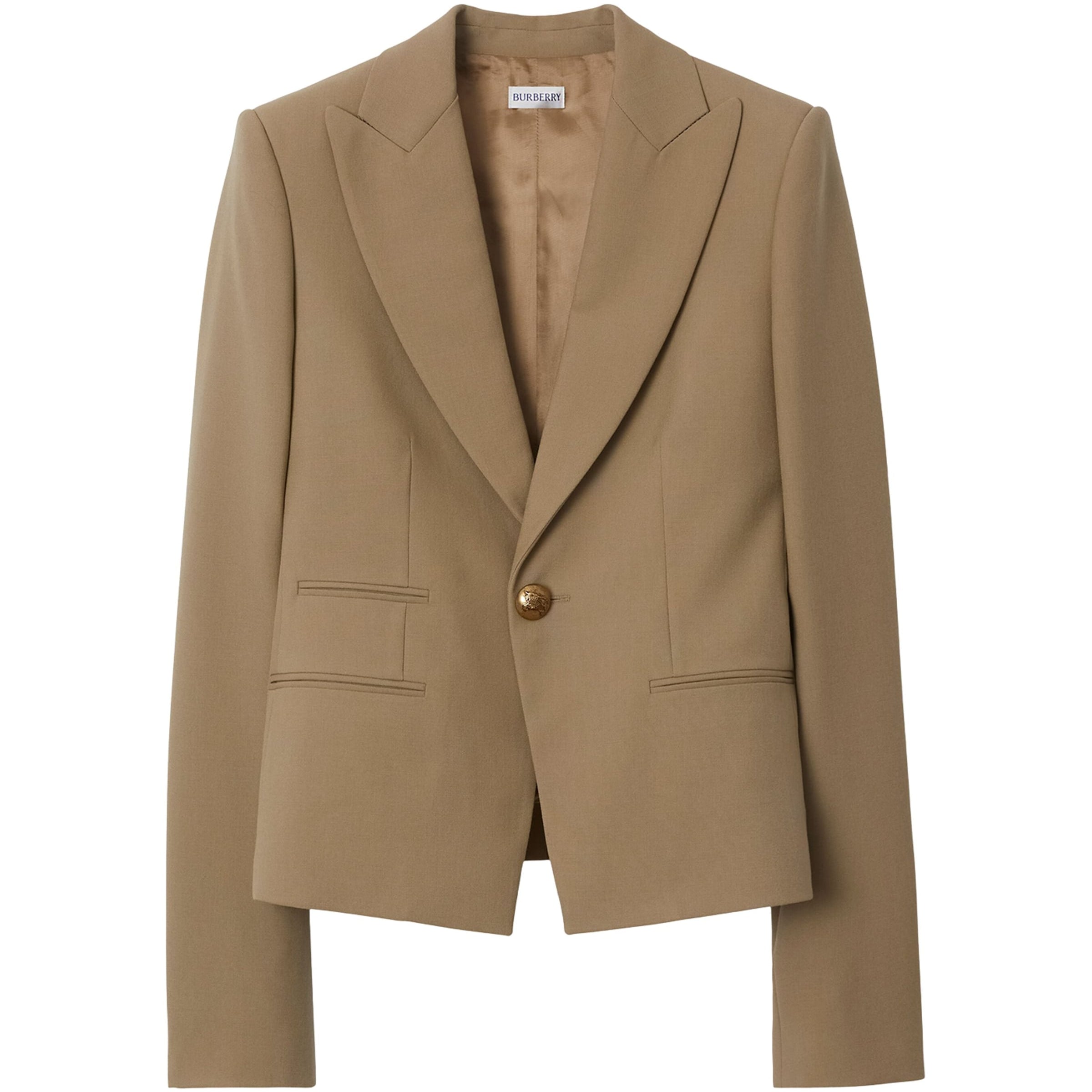 Beige Wool Single-Breasted Blazer