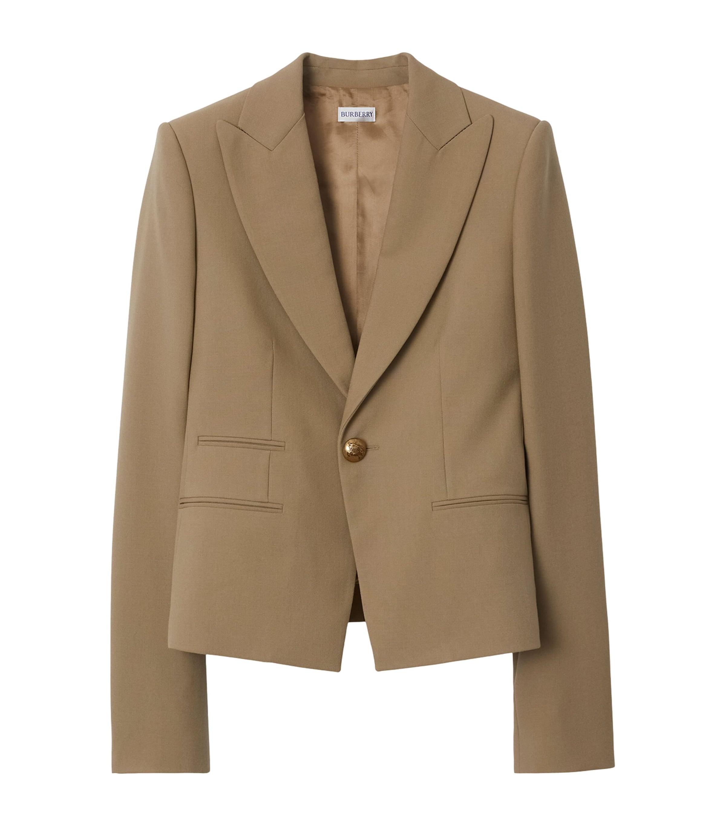 Beige Wool Single-Breasted Blazer