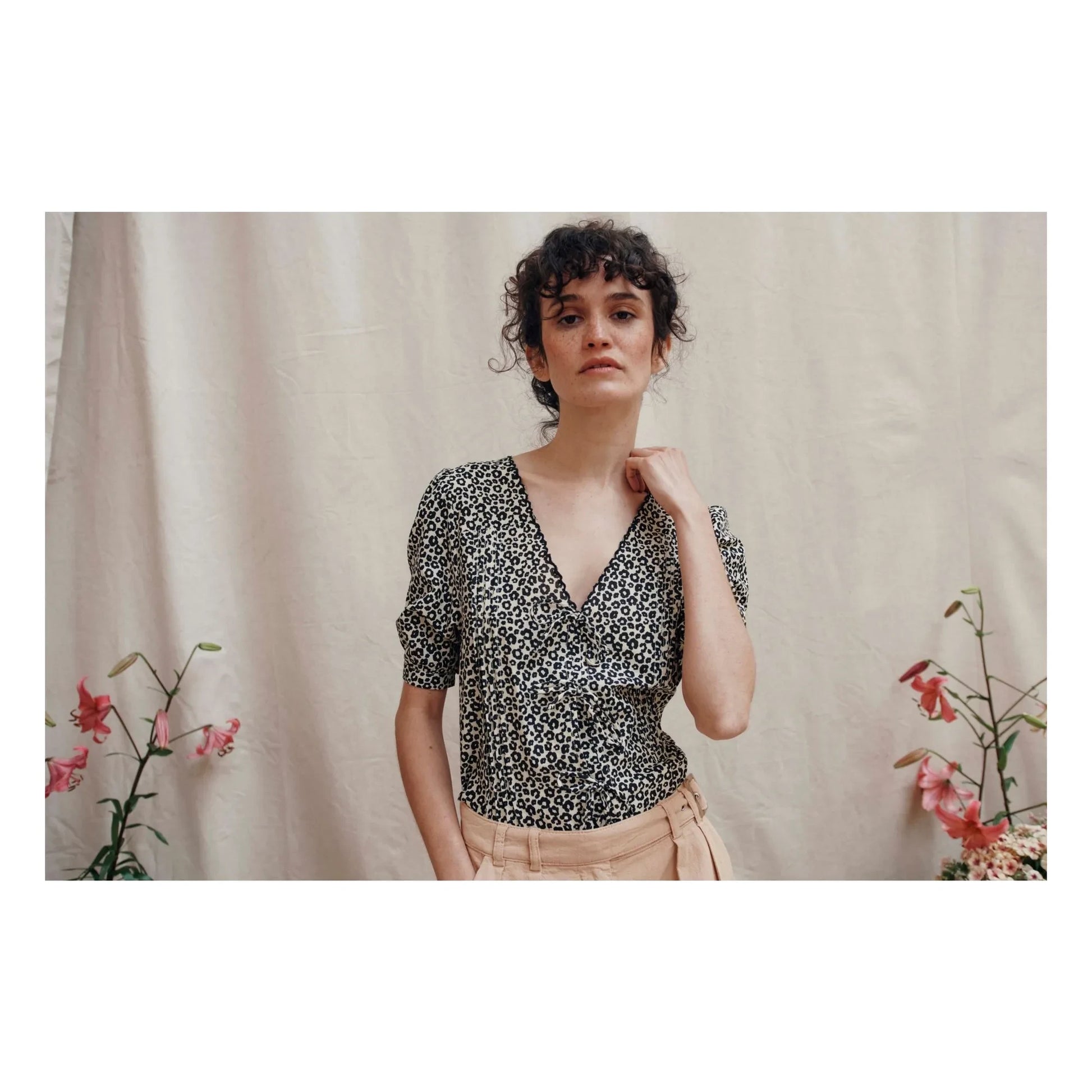 Emile et Ida - Blaise Leopard Blouse | Black