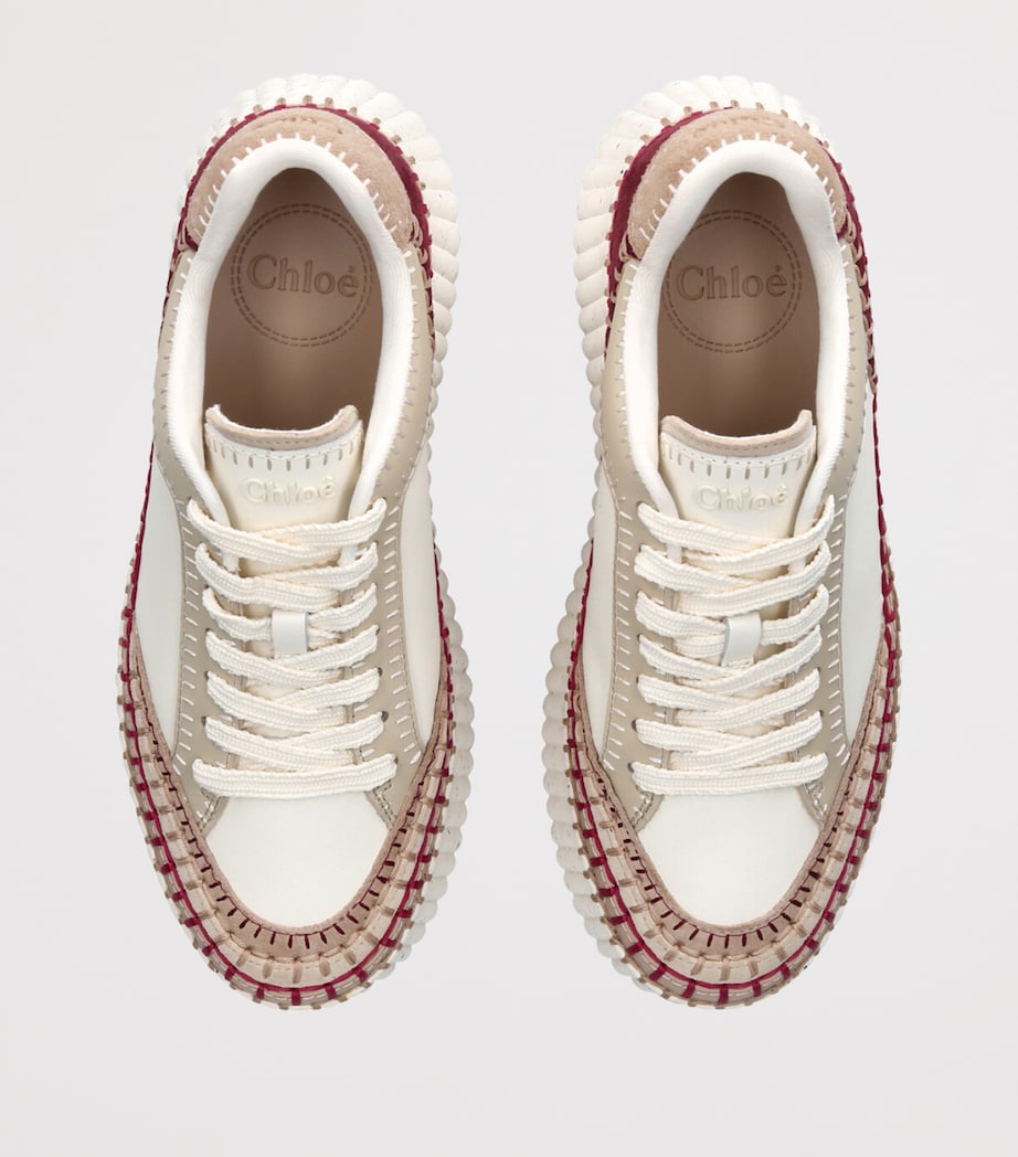 Chloé Beige Leather Nama Runner Platform Sneakers