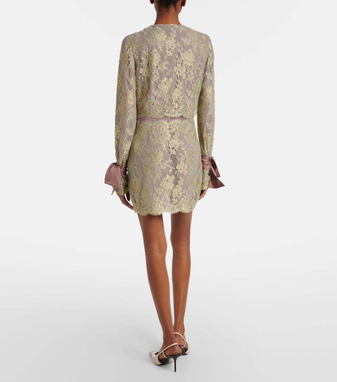 Saint Laurent - Silk-trimmed lace minidress