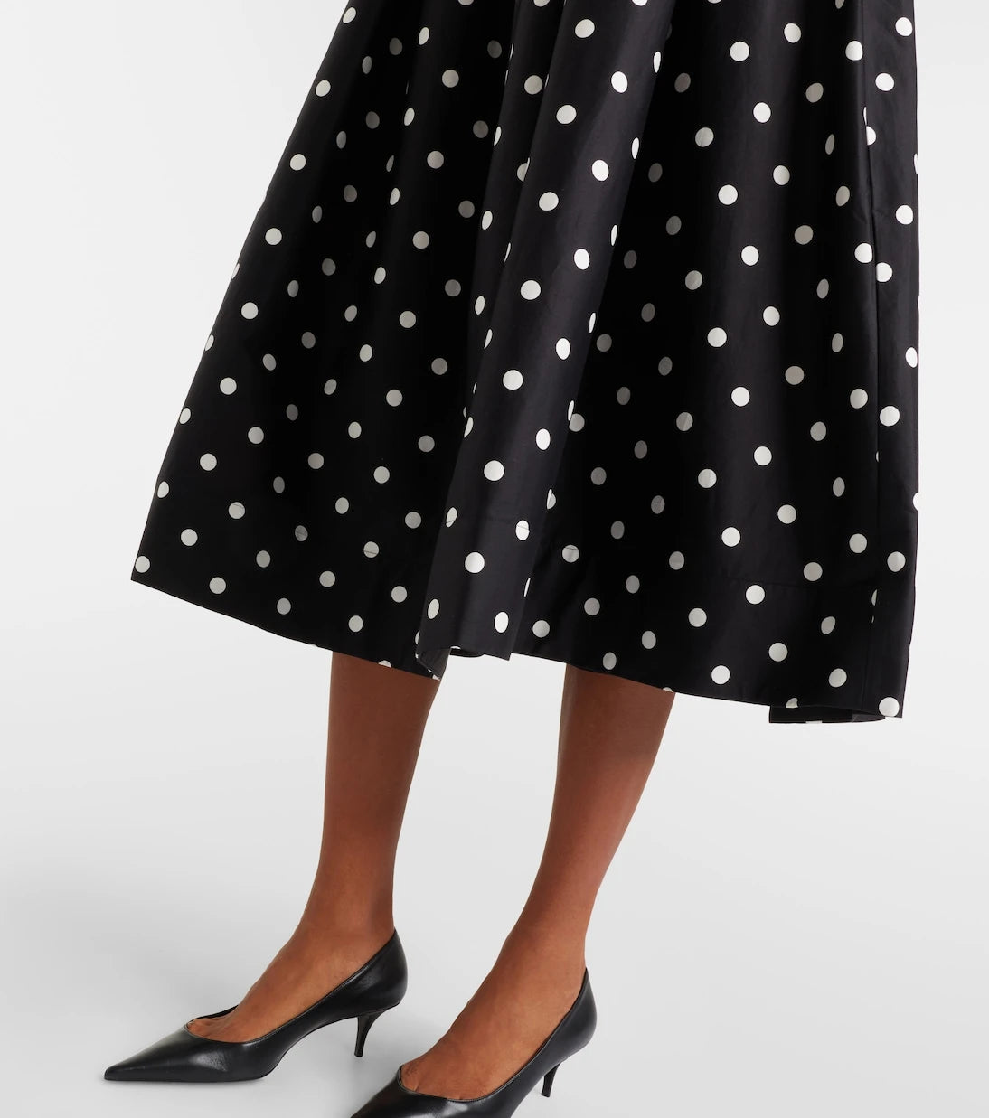 Self-Portrait - Polka-dot off-shoulder cotton midi dress