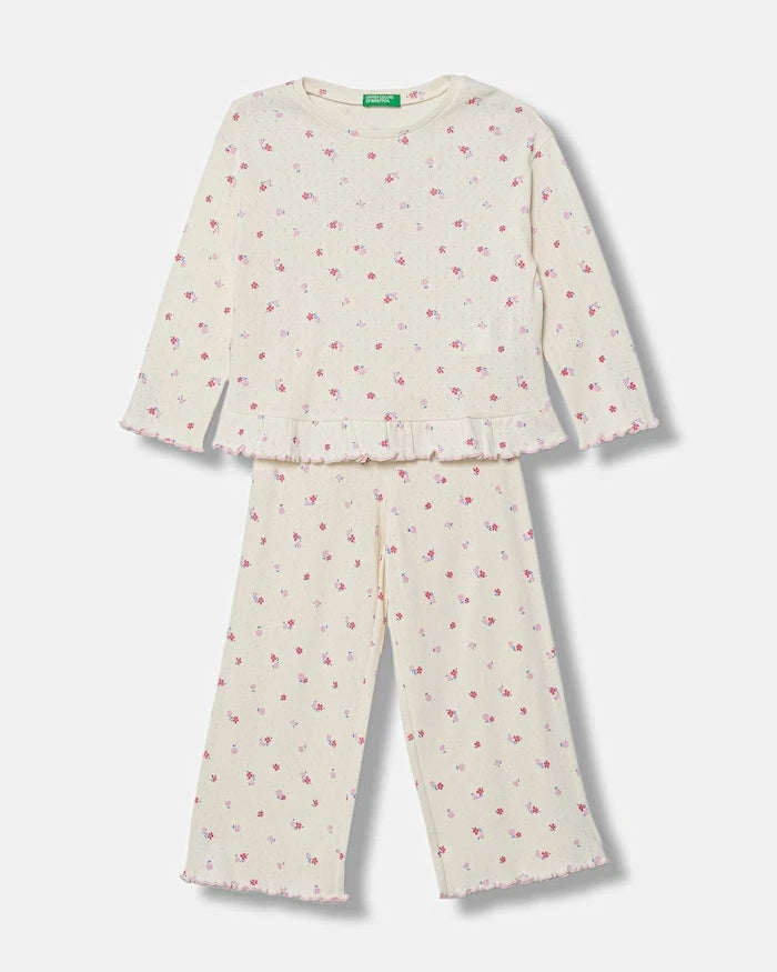 United Colors of Benetton çocuklar için pamuklu iki parçalı pijama