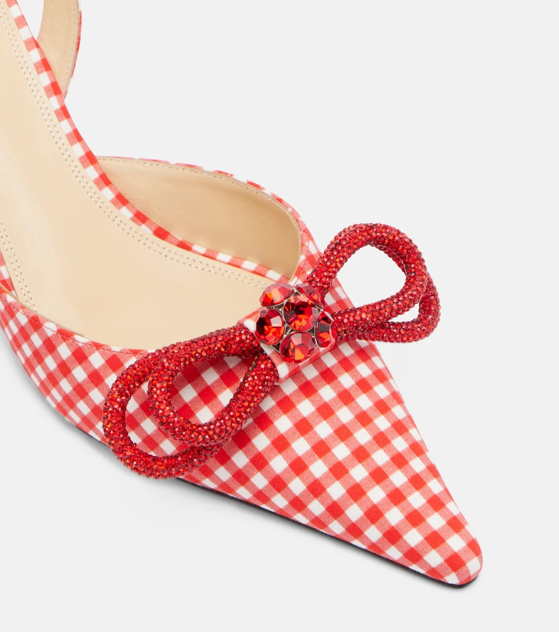 Mach & Mach - Double Bow gingham slingback pumps