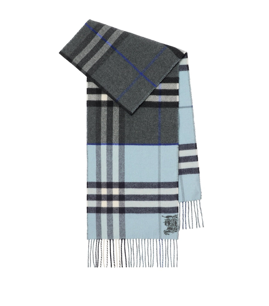 Black Cashmere Contrast Check Scarf