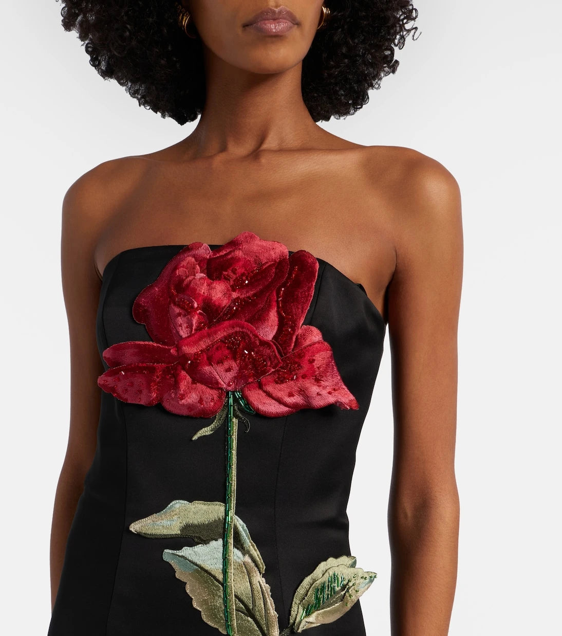 Leo Lin - Rayna floral-appliqué midi dress