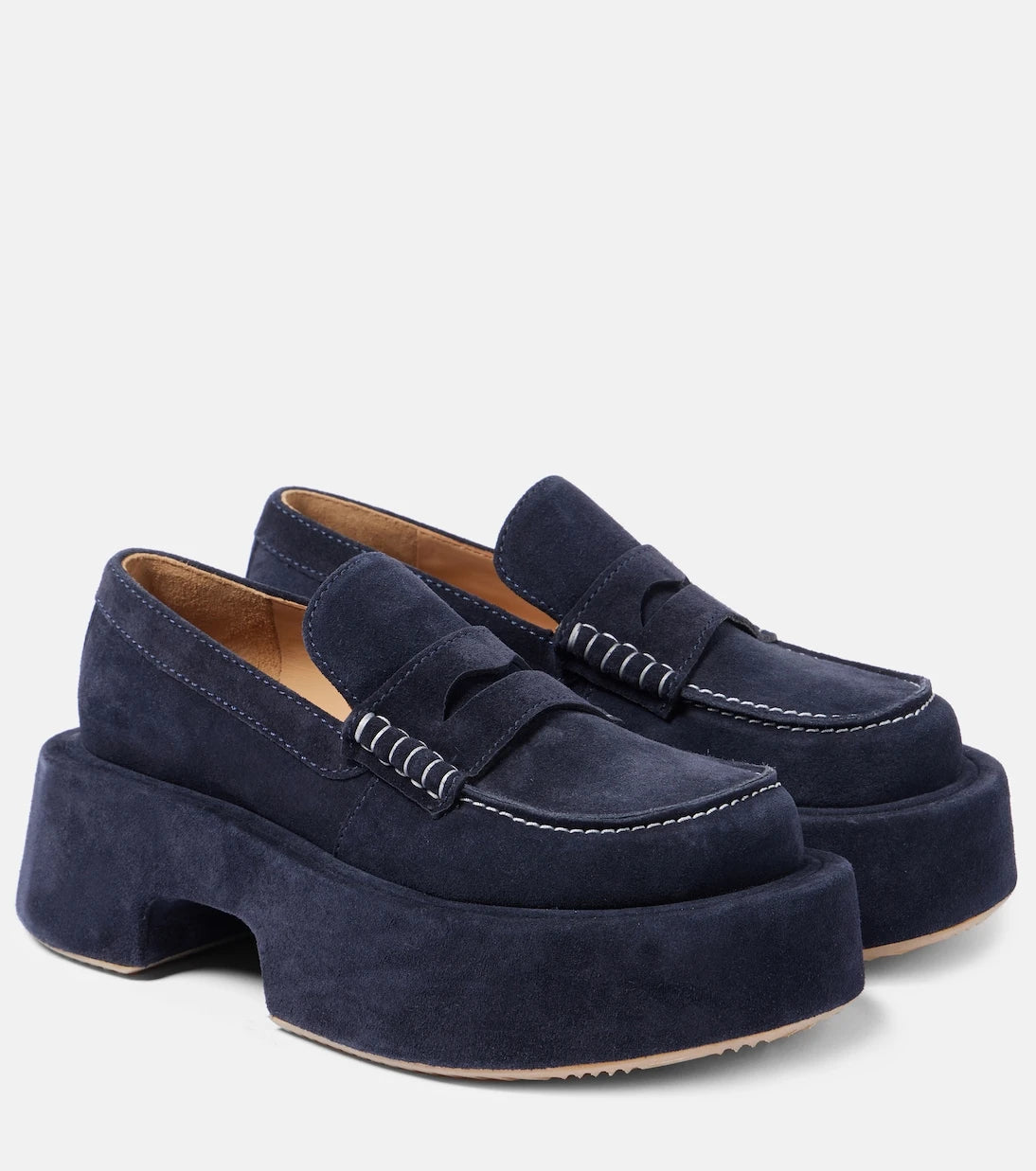 JW Anderson - Suede platform penny loafers