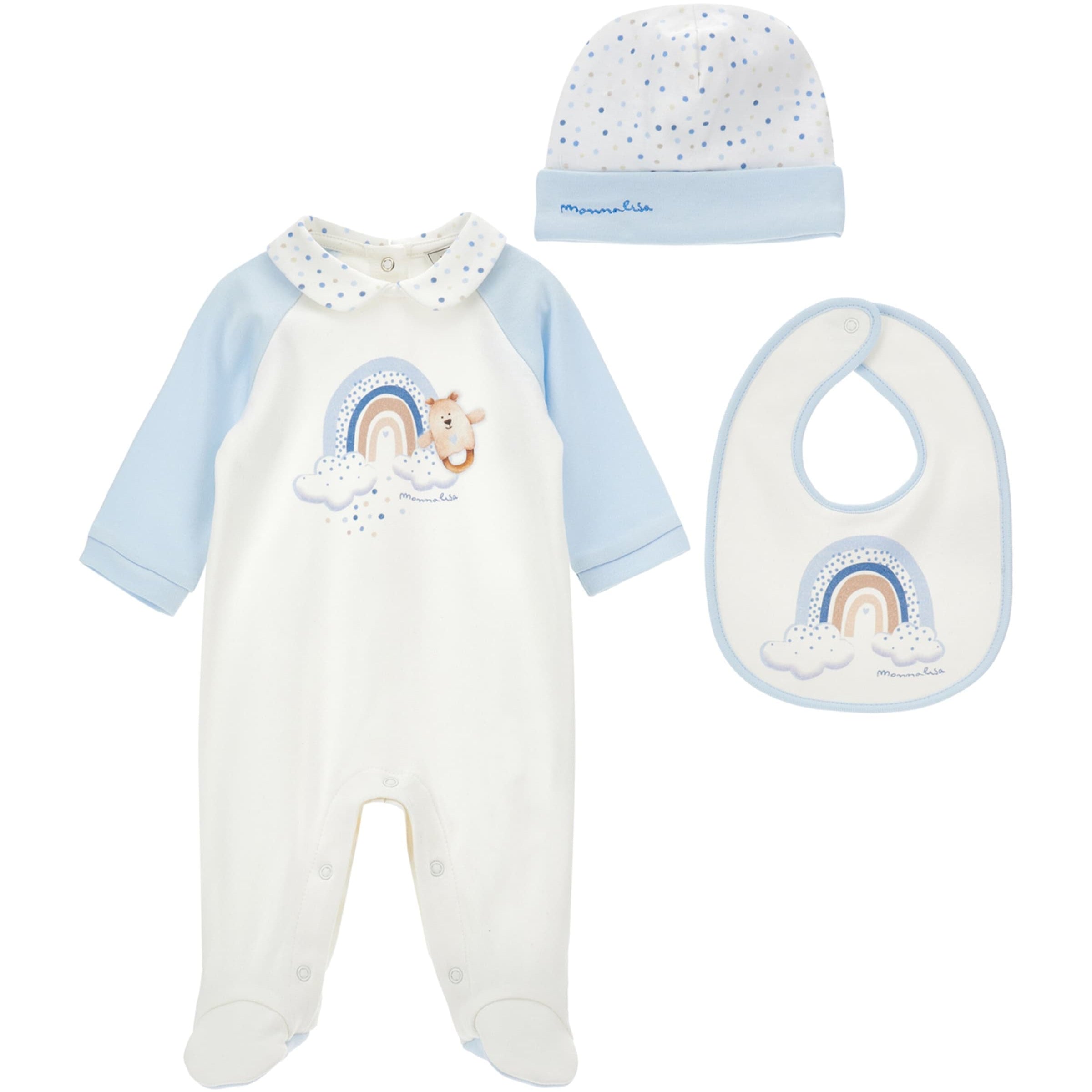 Cotton All-In-One, Hat and Bib Set (1-9 Months)