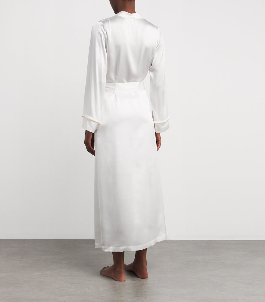 Gilda & Pearl Ivory Silk Girl Loves Pearl Long Robe