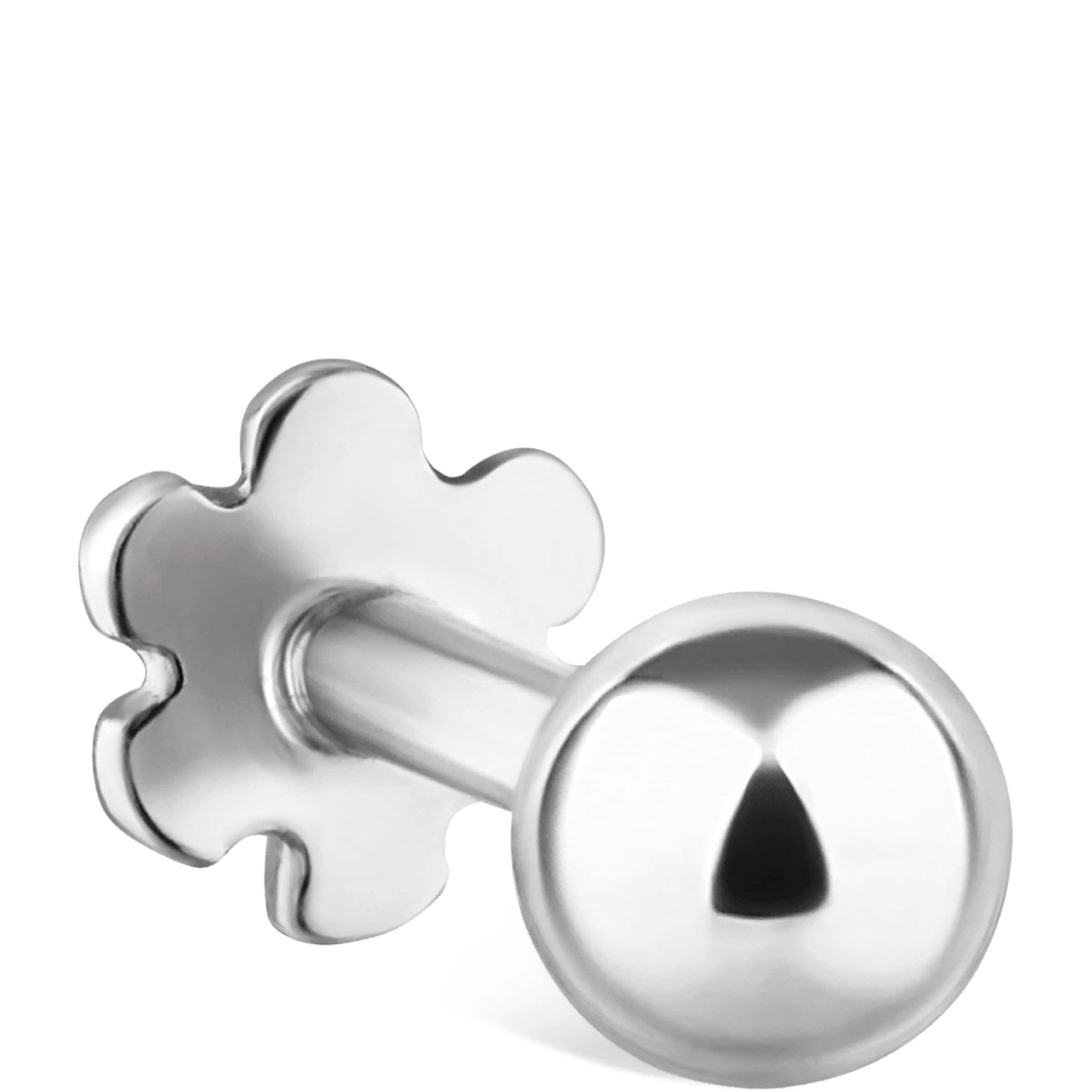 White Gold Ball Threaded Stud Earring (3mm)