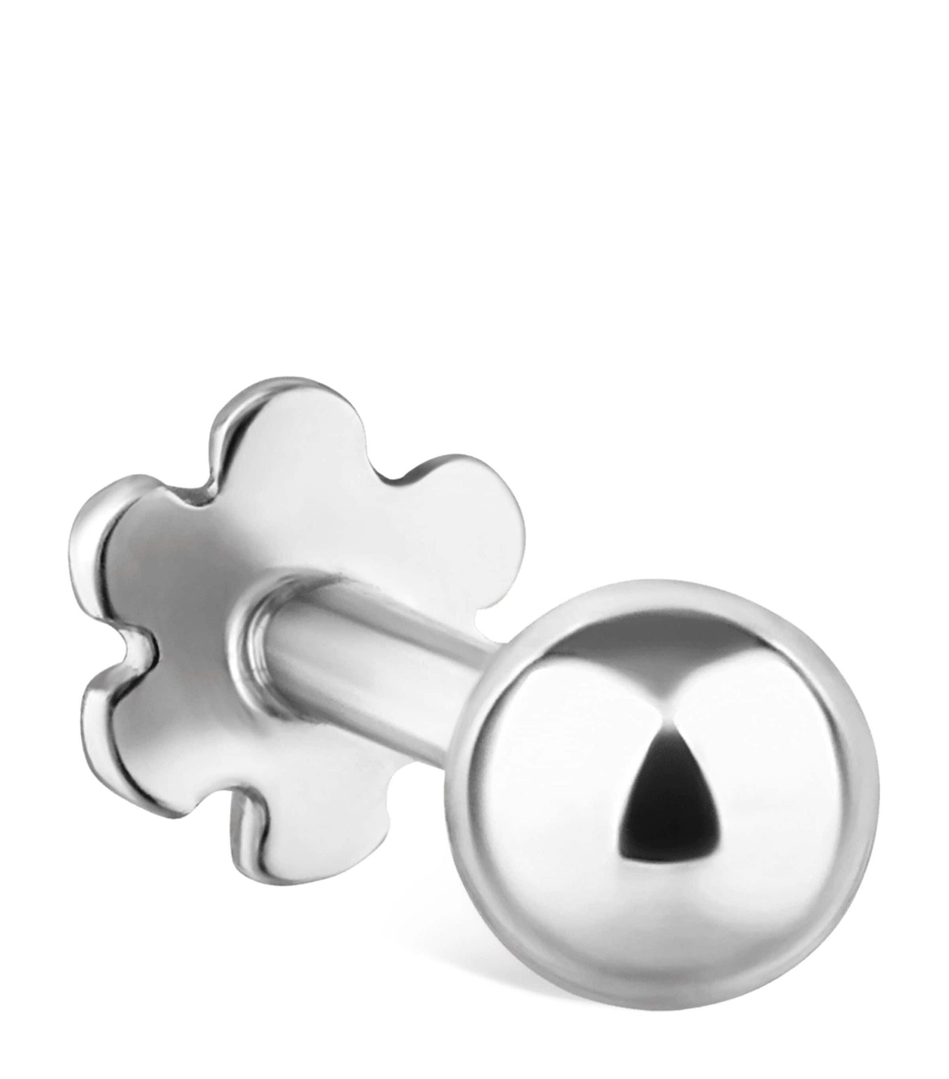 White Gold Ball Threaded Stud Earring (3mm)