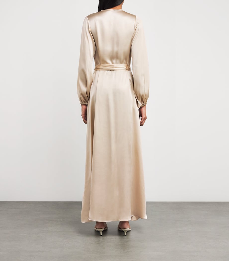 Eleventy Beige Silk Long-Sleeve Maxi Dress