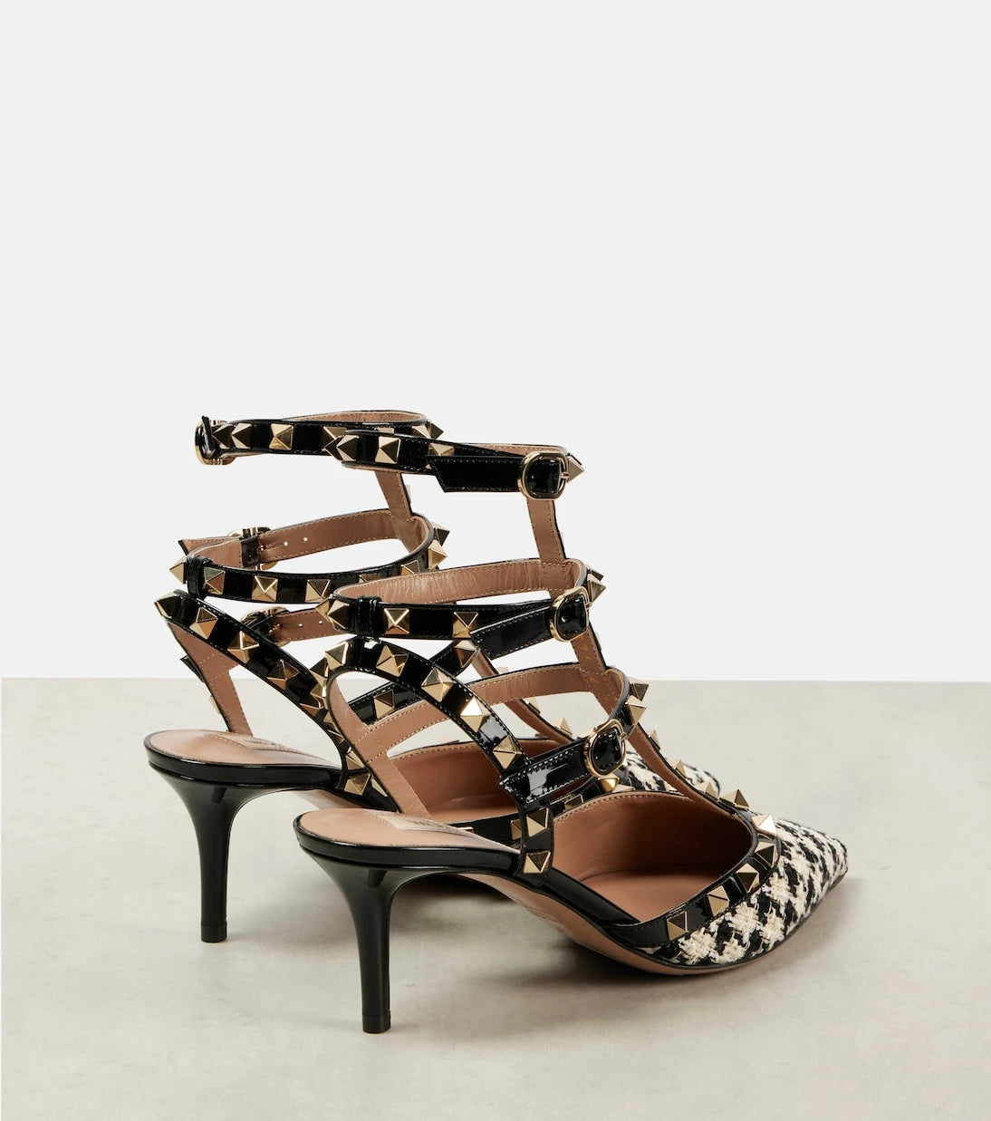 Valentino Garavani - Rockstud 65 leather-trimmed tweed pumps